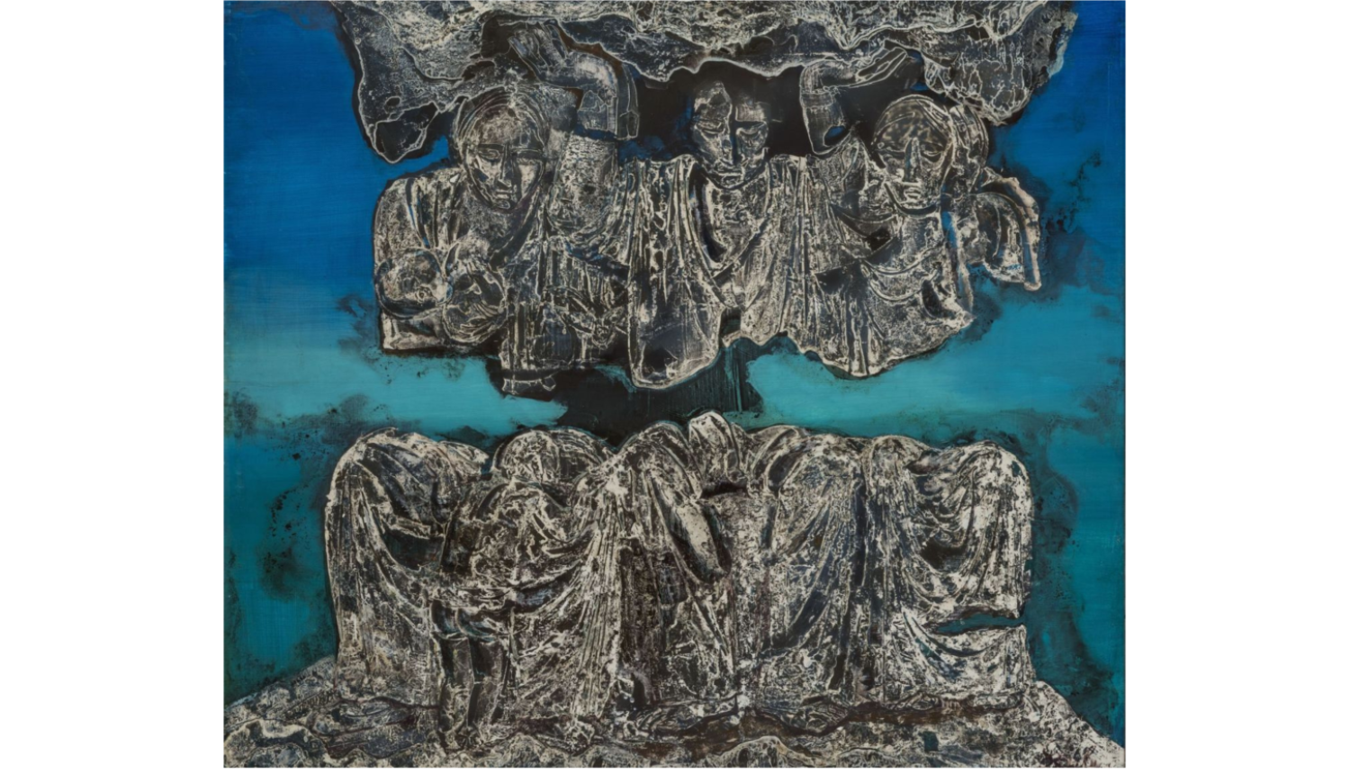 Džemmas Skulmes gleznas "Kara kariatīdes" foto reprodukcija