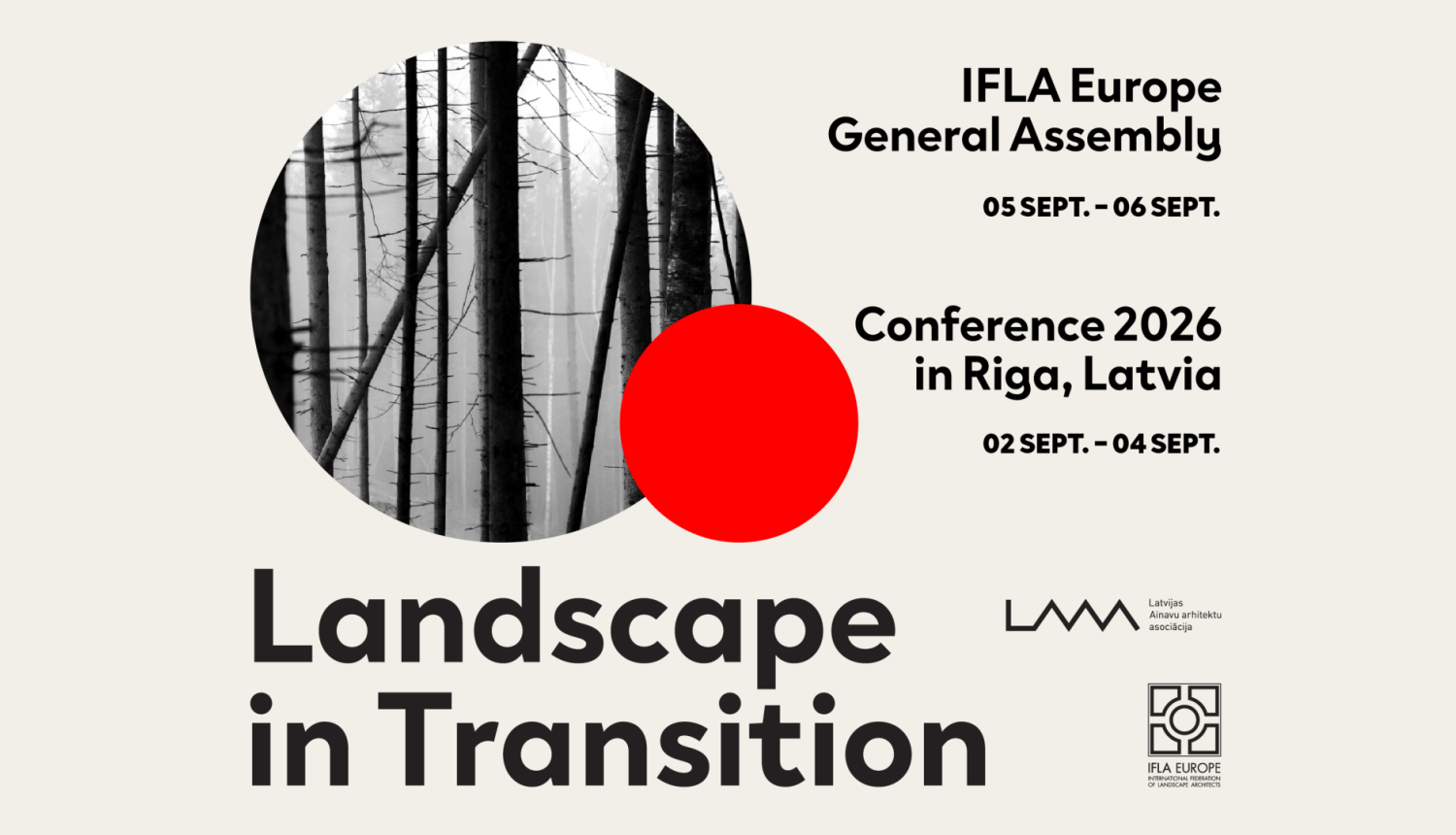 Dekoratīvs attēls ar uzrakstu: Landscape in Transition