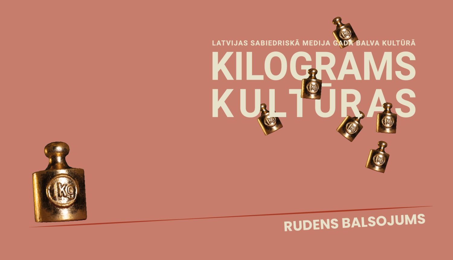 Dekoratīvs attēls ar metāla kilograma atsvaru un uzrakstu: Kilograms kultūras