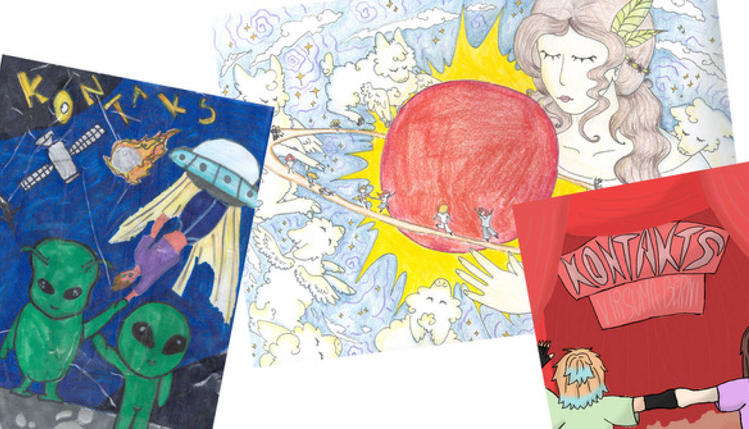 Trīs dalībnieku zīmēti plakāti