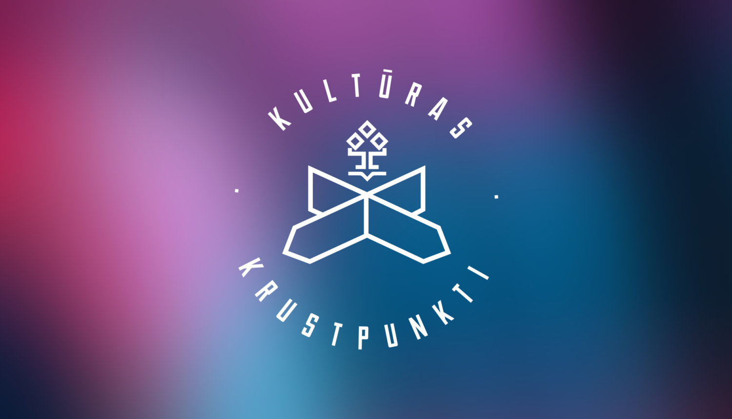 Teksts "Kultūras krustpunkti" un Latvijas Kultūras akadēmijas logo uz krāsaina izpludināta fona