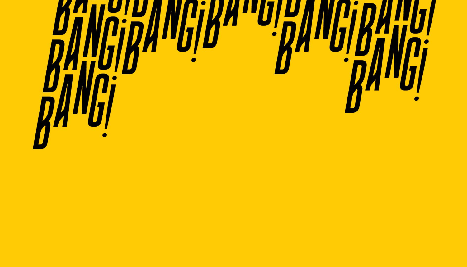 Semināra publicitātes attēls - dzeltenas krāsas fons ar stilizētu tekstu "Bang!"