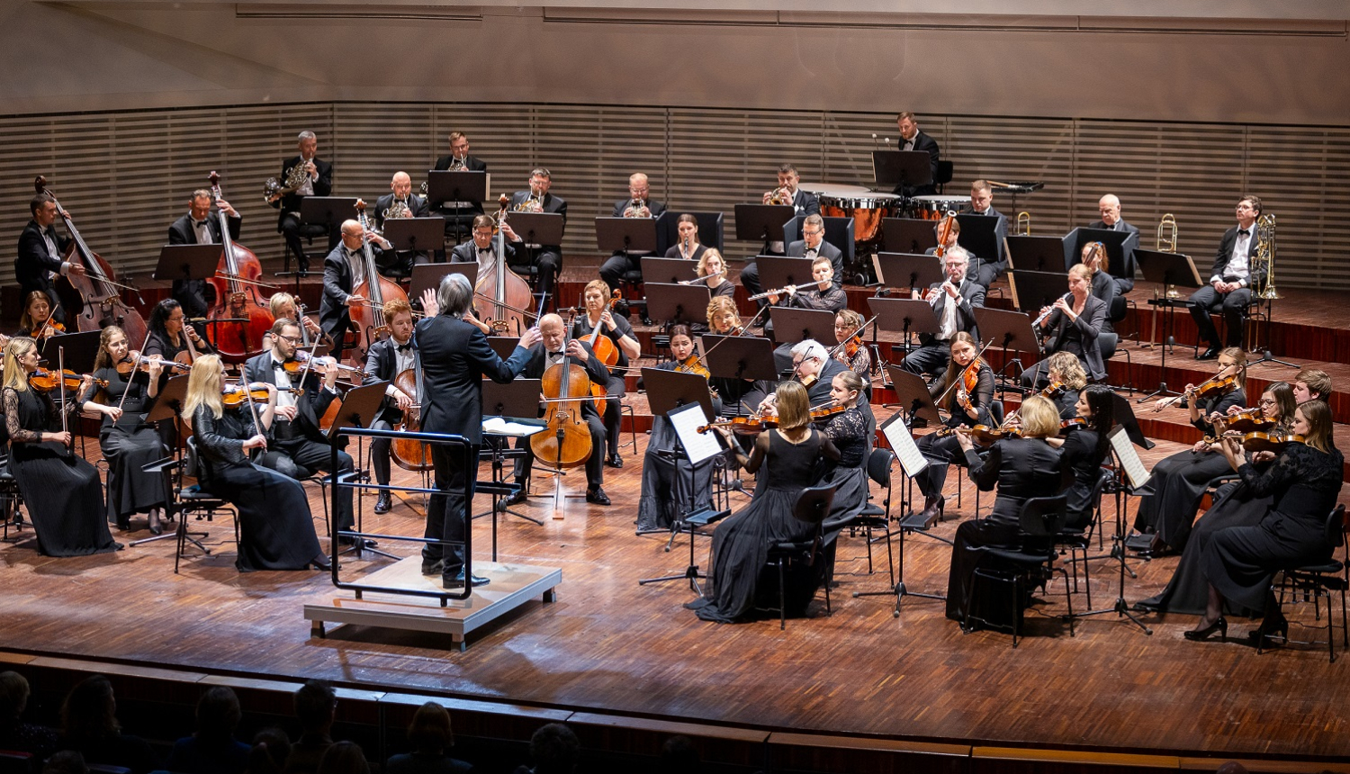 Liepājas simfoniskais orķestris un diriģents Normunds Šnē, foto: Jānis Vecbrālis