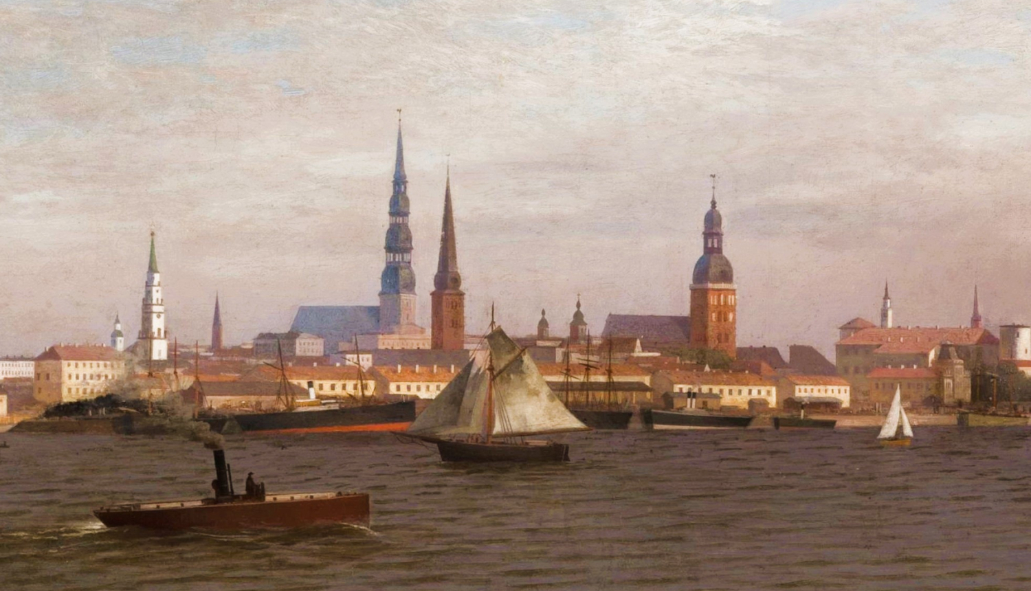 Ulriha Frīdriha Boitmana 1891. gada gleznas "Rīgas panorāma no Daugavas puses” fragments. No Rīgas vēstures un kuģniecības muzeja krājuma.