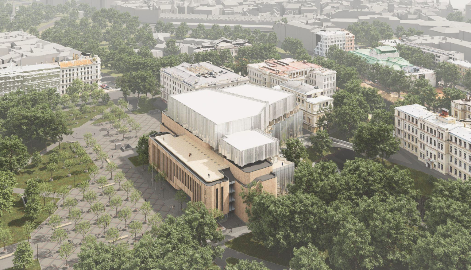 Rīgas filharmonijas vizualizācija, skats no putna lidojuma