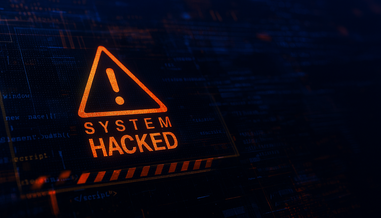 Brīdinājuma zīme, kas vēsta par kiberuzbrukumu informāciju sistēmām