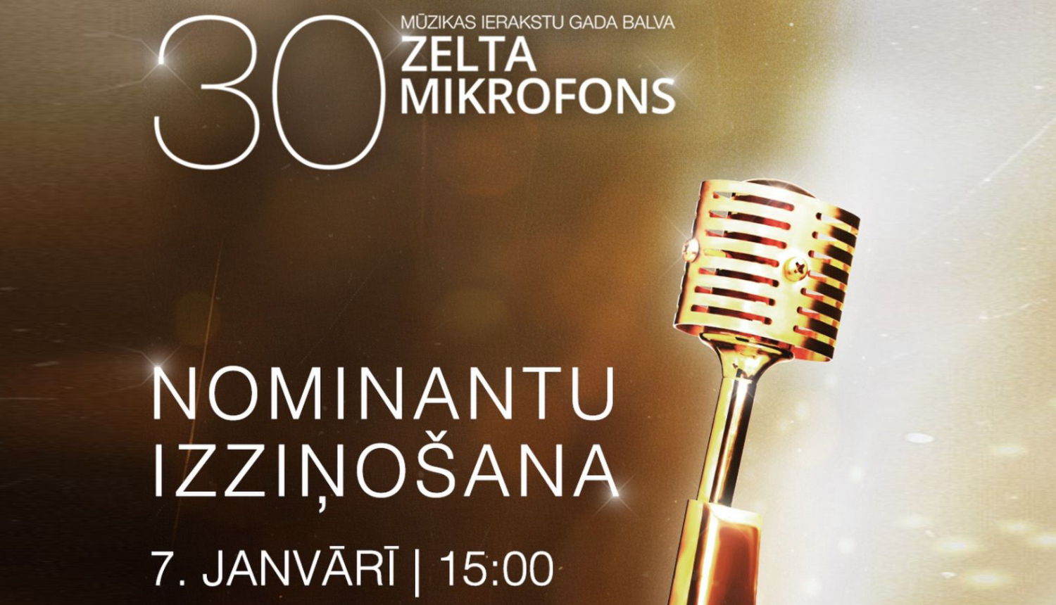 Zelta mikrofona balvas nominantu izziņošas pieteikuma attēls ar Zelta mikrofona balvas statueti