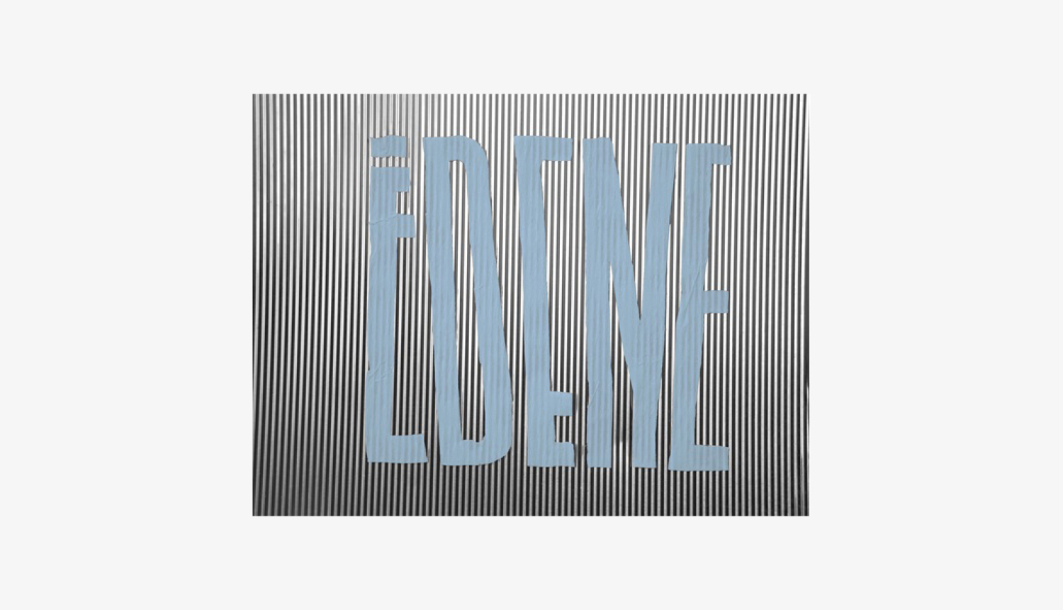 Kim? Laikmetīgās mākslas centra festivāla vizuālā identitāte - uzraksts "Ēdene"