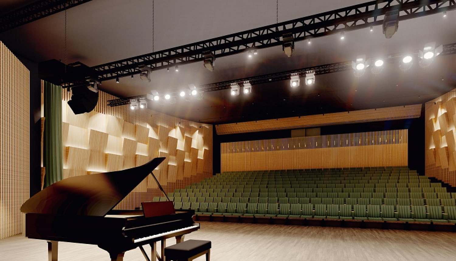 Emīla Dārziņa mūzikas skolas zāles pārbūves vizualizācija