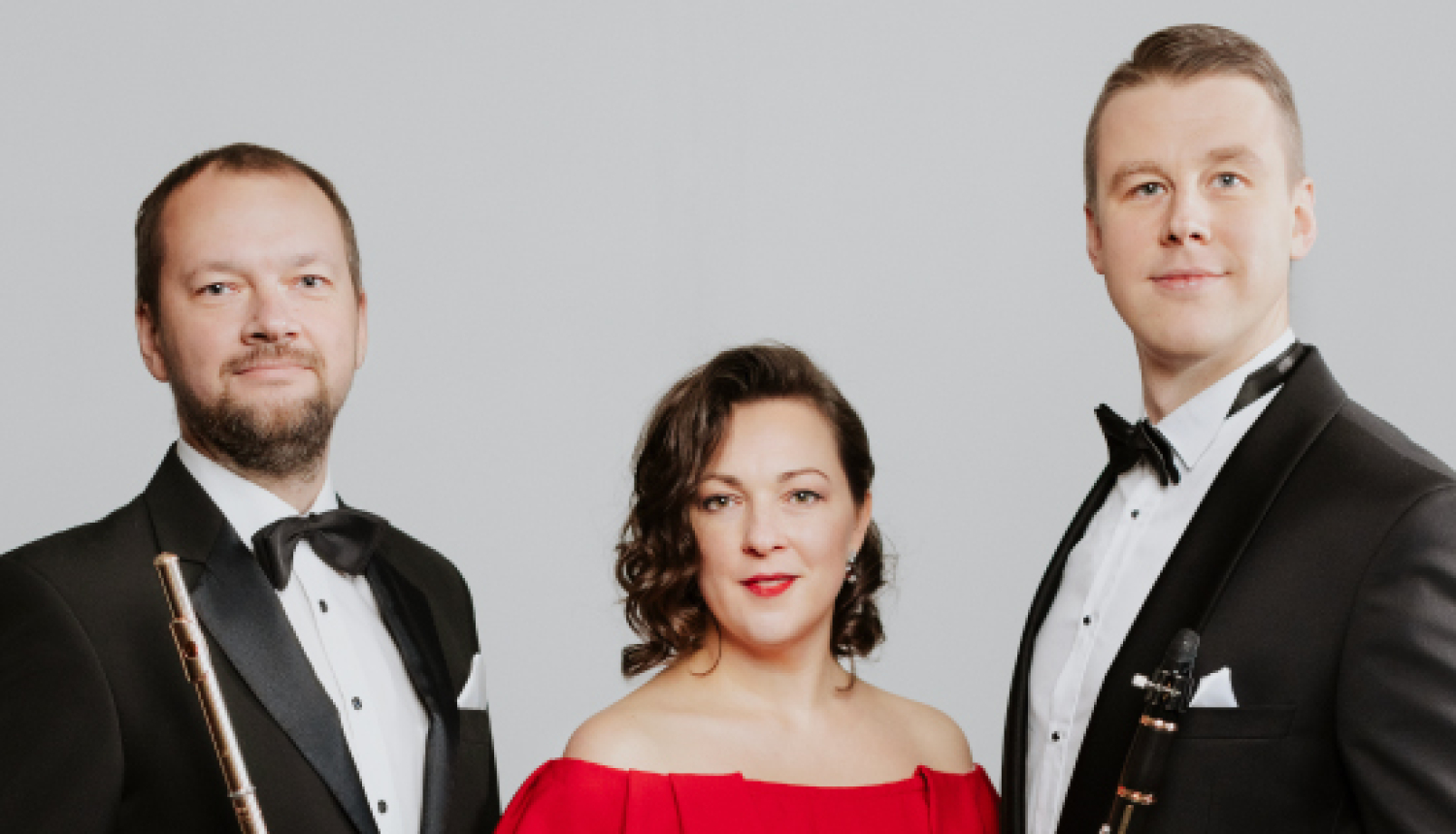 Pianiste Agnese Egliņa, klarnetists Kārlis Catlaks un flautists Reinis Lapa, foto: Jānis Porietis.