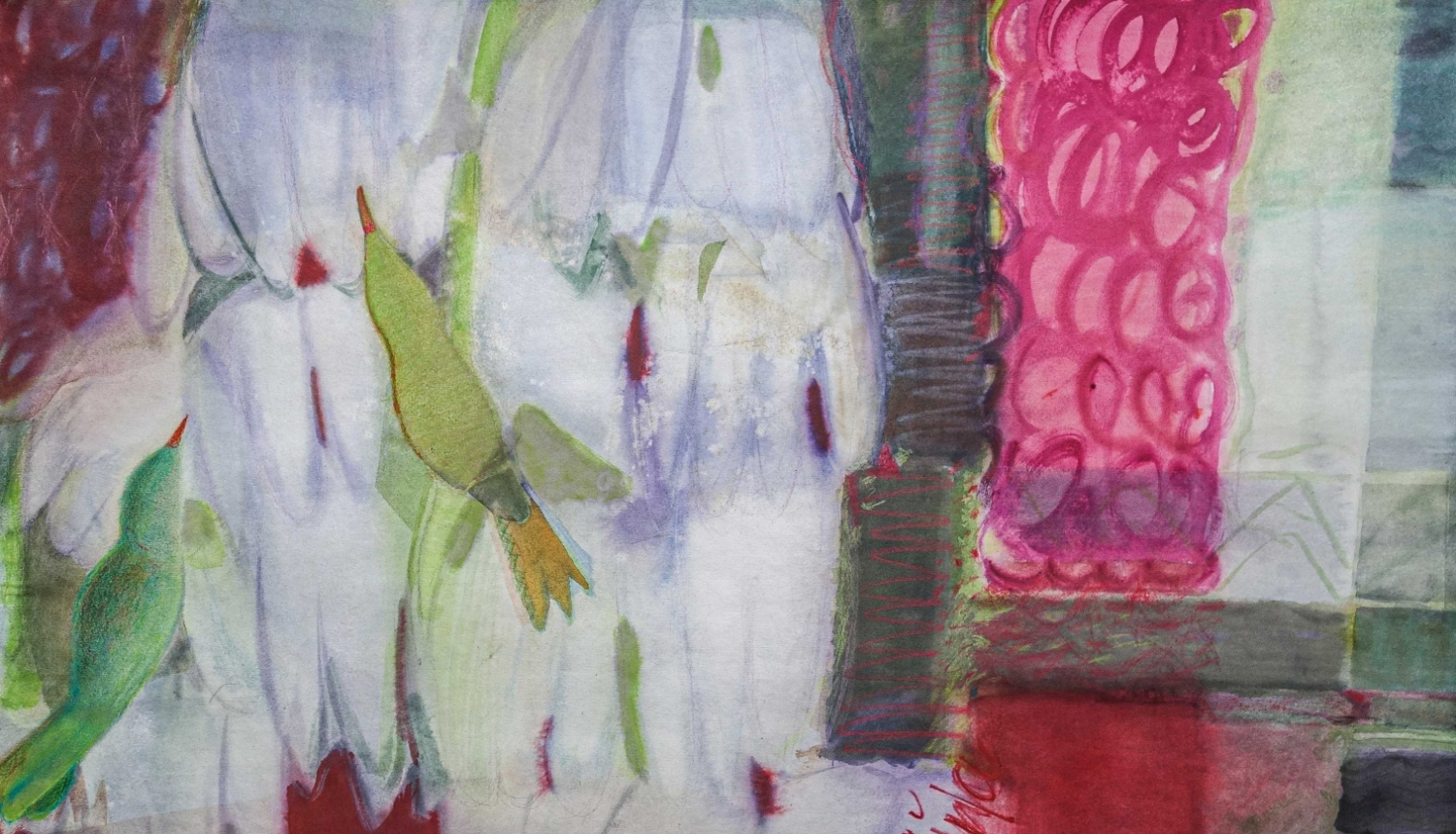 Stilizēts putns uz gaišu krāsu laukuma fona