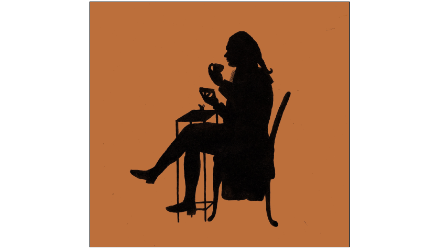 Cilvēka siluets, sēdošs uz krēsla