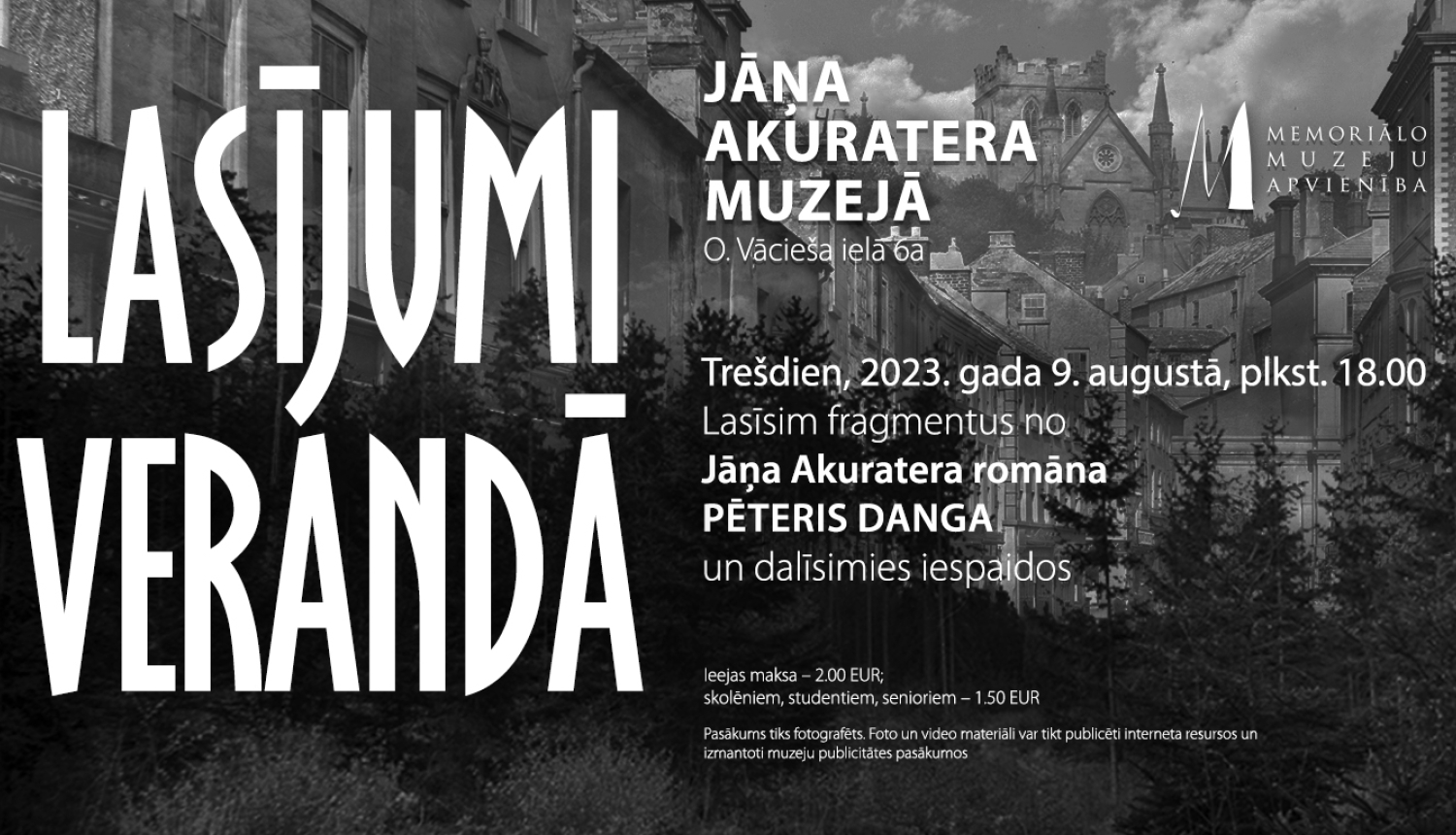 Afiša ar uzrakstu: Lasījumi verandā