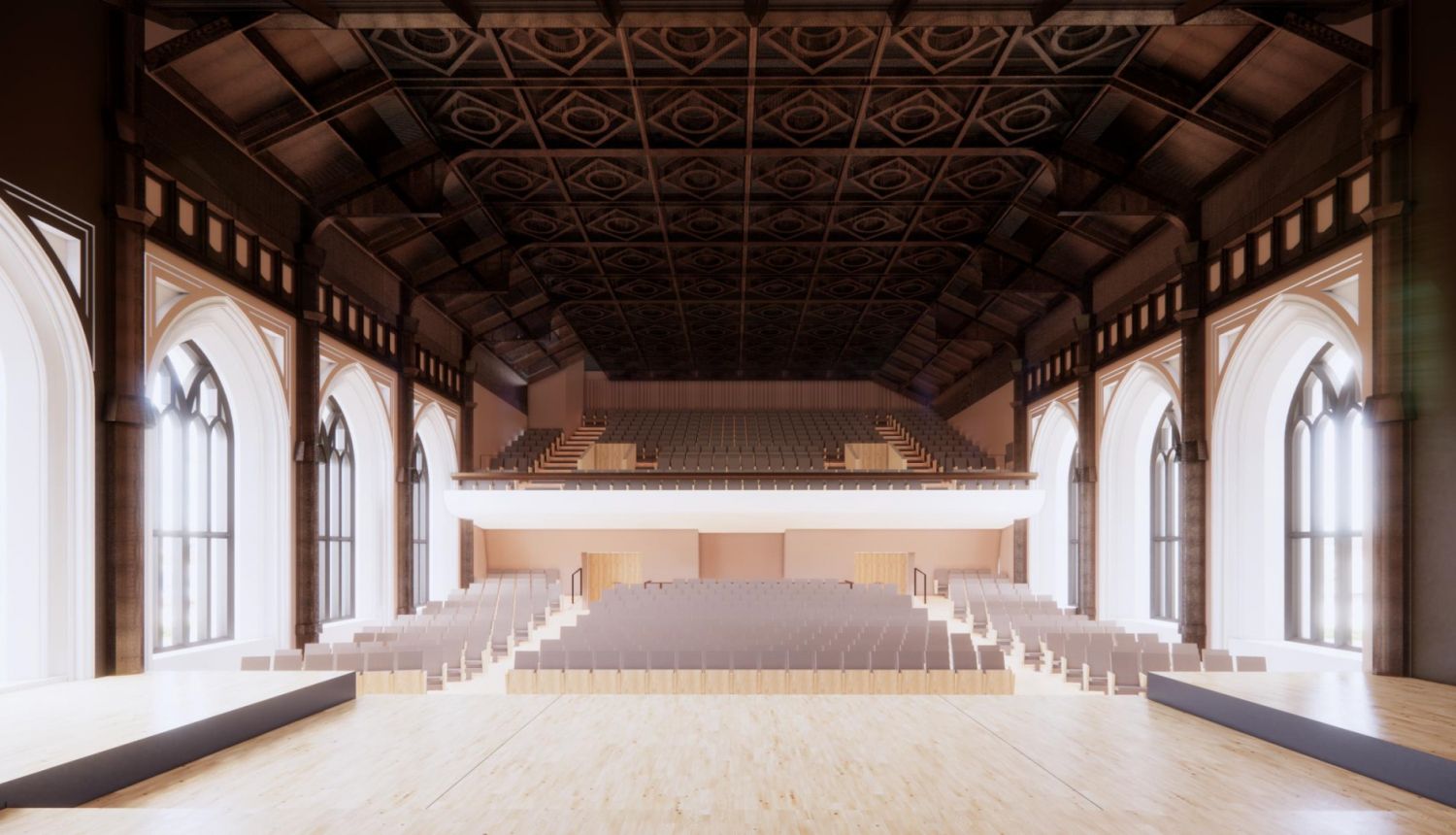 Koncertzāles “Lielā ģilde” interjera vizualizācija. Publicitātes attēls.