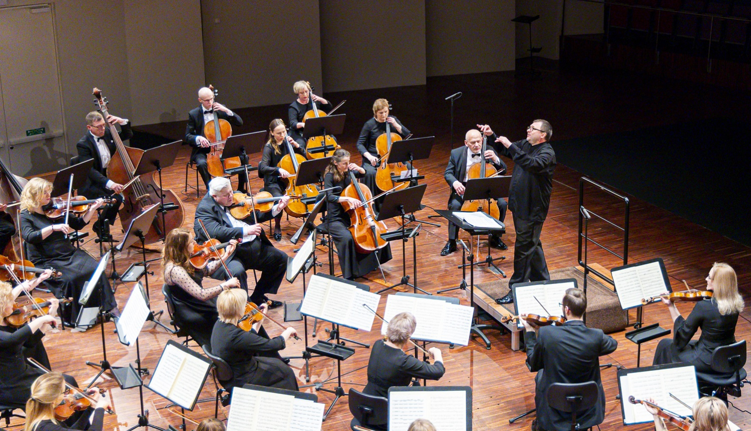 Liepājas simfoniskais orķestris, komponists un diriģents Andris Vecumnieks, foto: Jānis Vecbrālis.