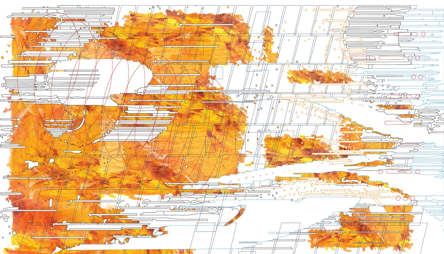 Krāsu laukumi, balts ar oranžu