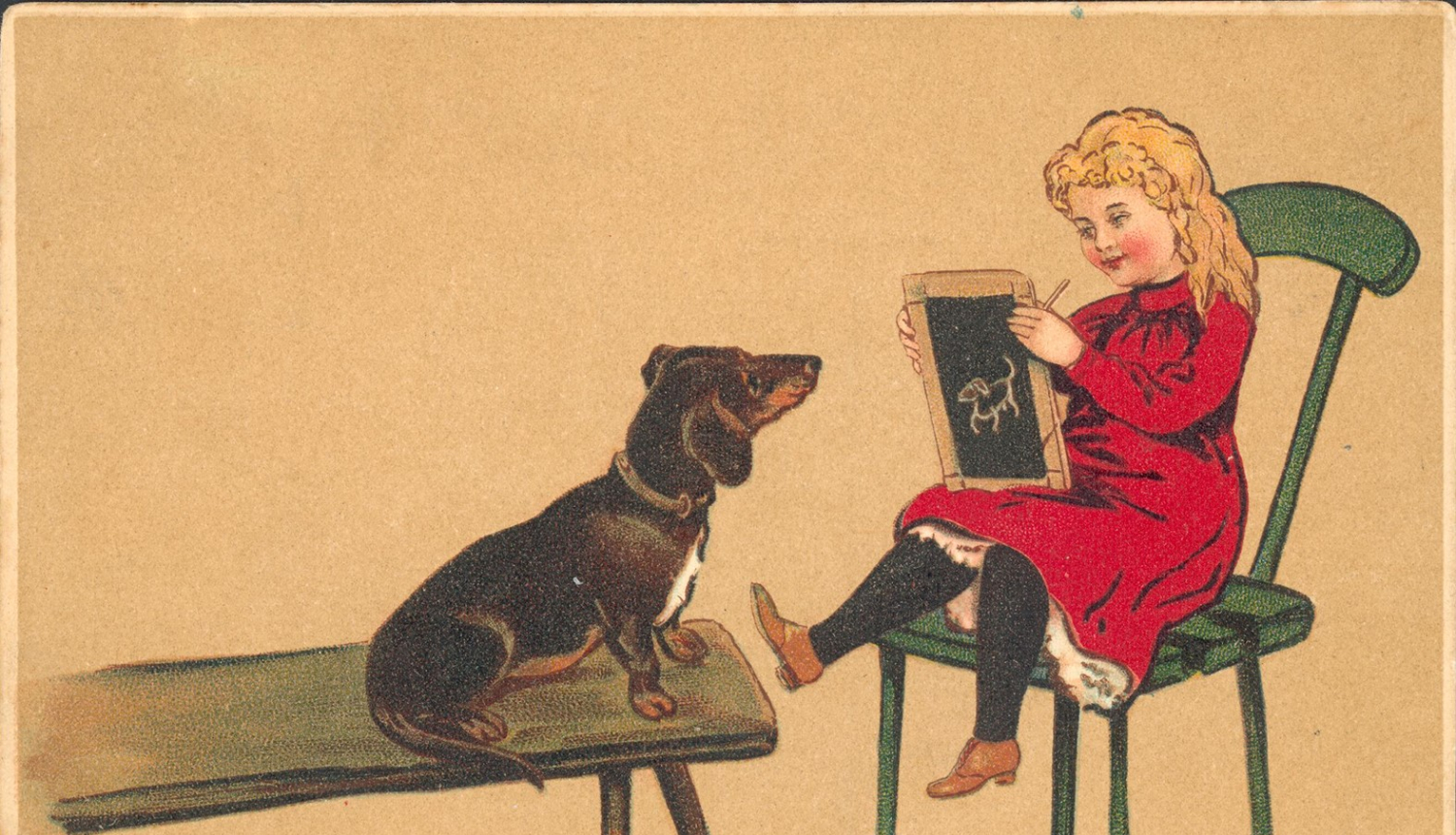 Zīmējums meitene ar suni