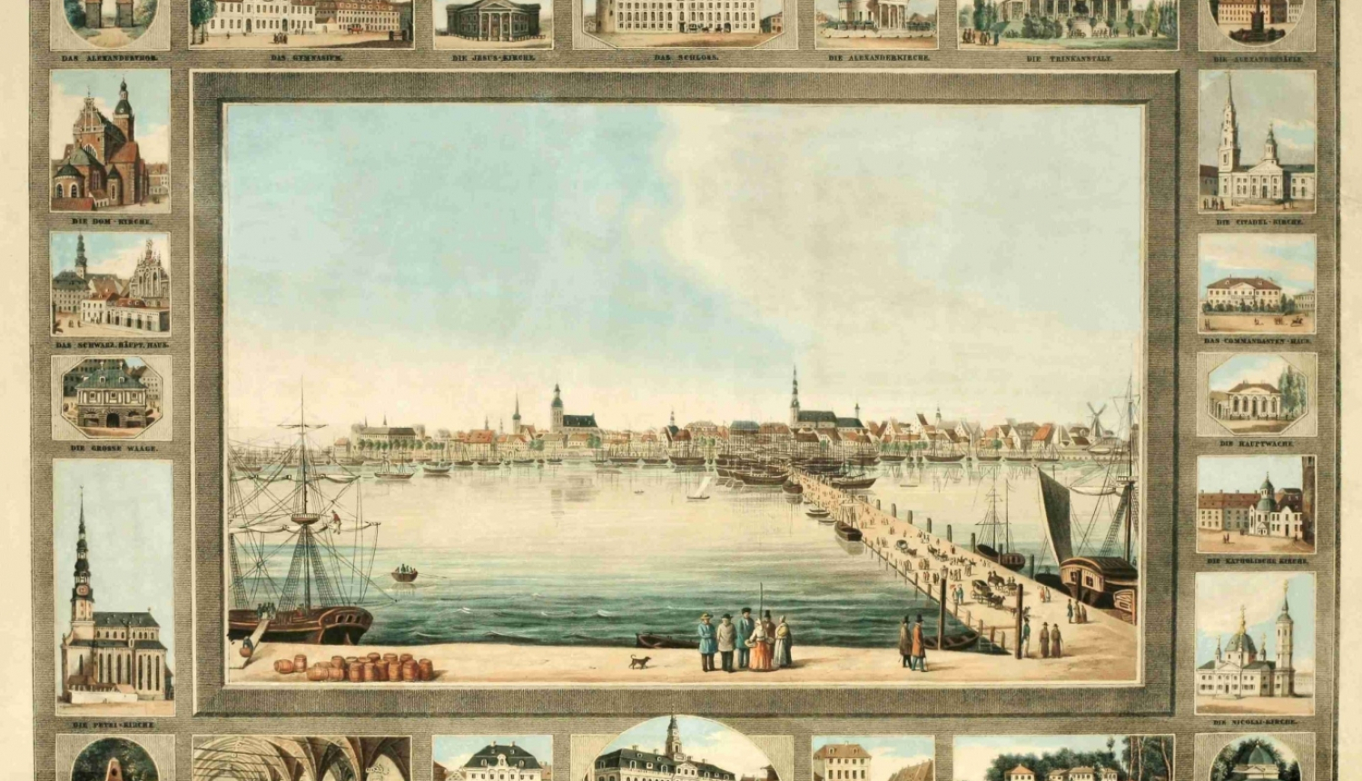 Litogrāfija “Rīga. 1839. gads”. Izgatavotājs: Francis Zerafs Hanfštengels (Franz Seraph Hanfstängl, 1804–1877) Drēzdenē. Izdevējs: Edmunds Gēčels (Edmund Götschel, 1810–1853), Rīgā. Rīgas vēstures un kuģniecības muzeja krājums.