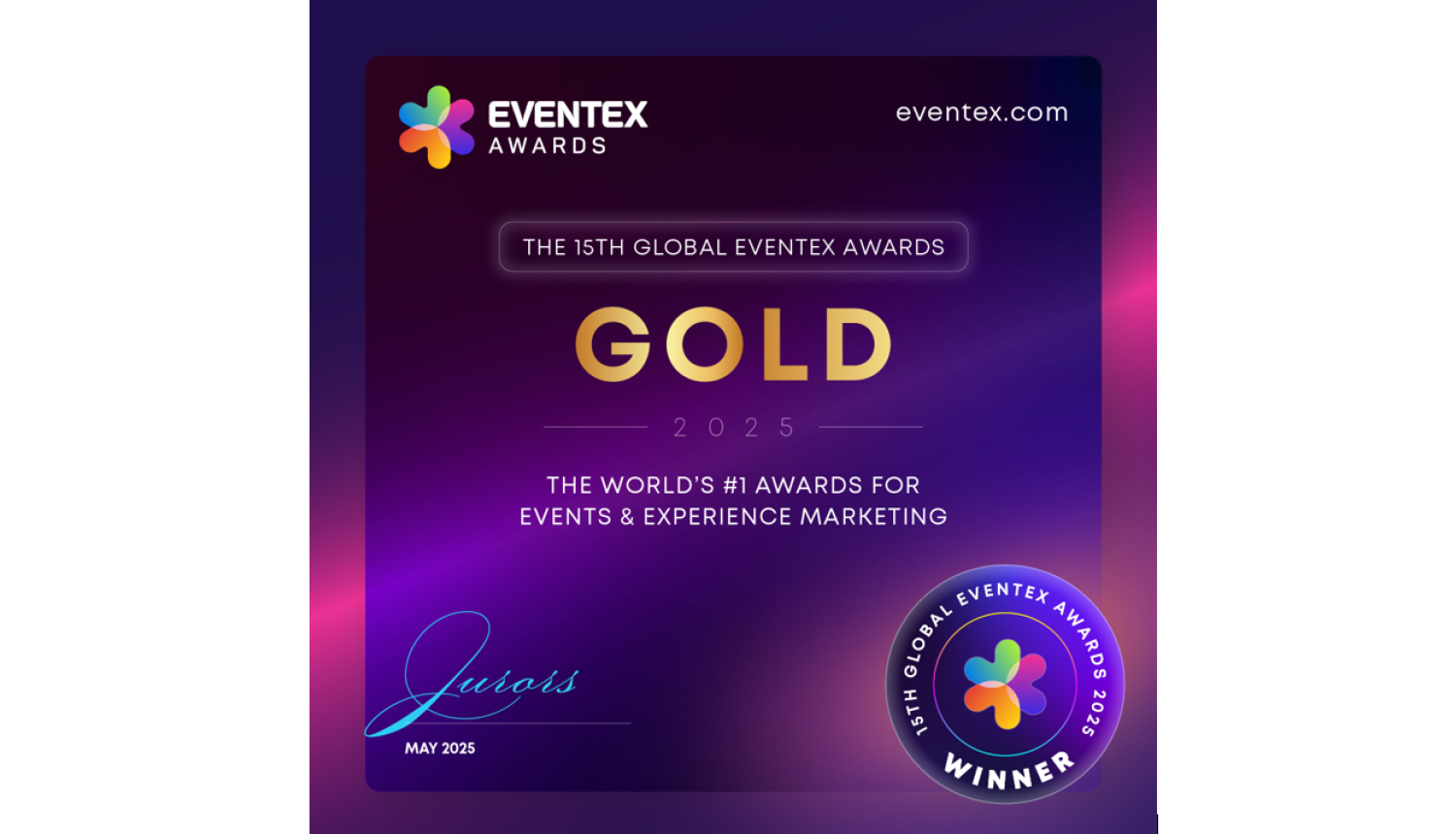 “Eventex Awards 2025” konkursa uzvarētāja diploms