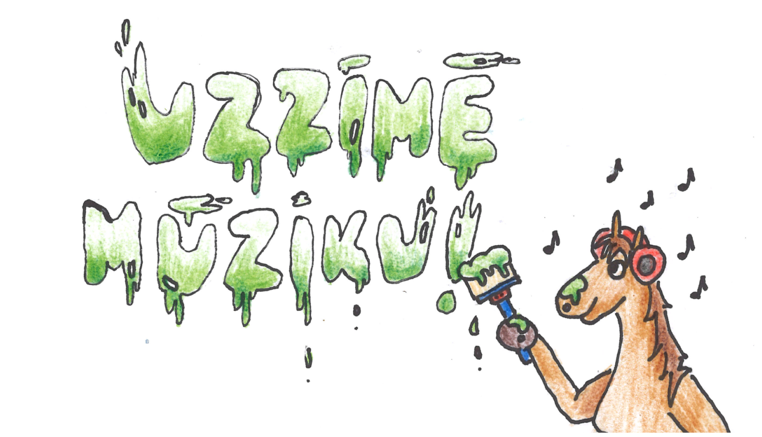 Ilustrācija ar uzrakstu "Uzzīmē mūziku!"