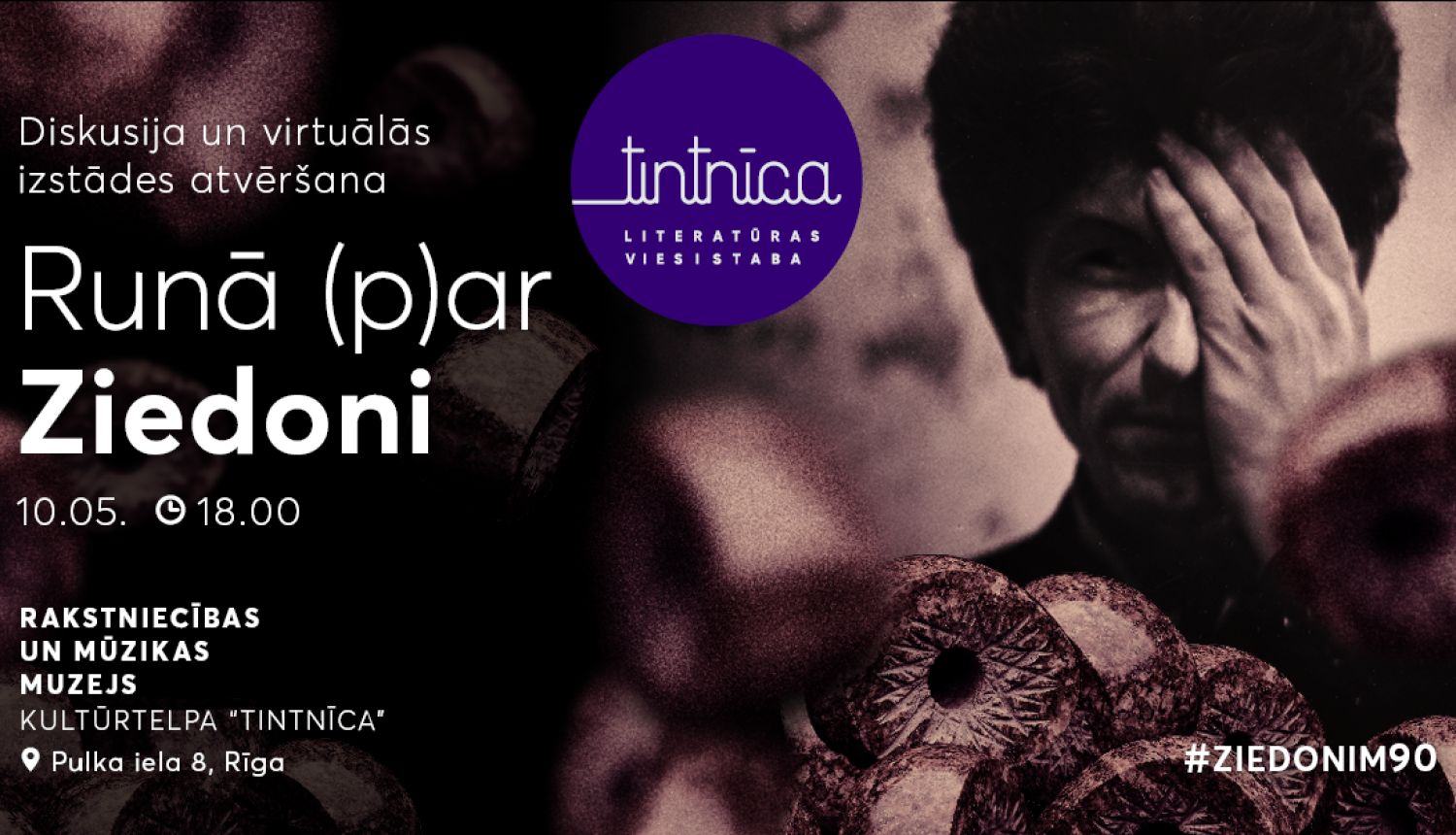 Imanta Ziedoņa foto pasākuma plakāta dizainā