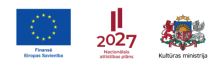 2021.-2027. gada plānošanas perioda ES fondu logo ansamblis un Kultūras ministrijas logo