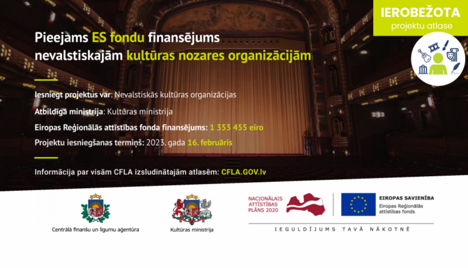 Pieejams ES fondu atbalsts nevalstiskajām kultūras nozares organizācijām