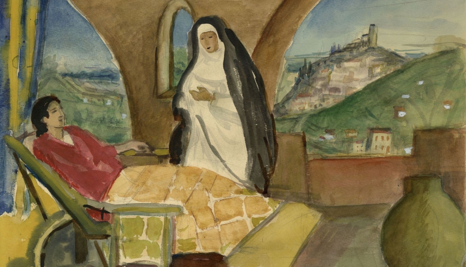 Aleksandra Beļcova. Parīzē (1925.–1926.). 1973. Papīrs, akvarelis, zīmulis. SBM kolekcija. Publicitātes foto