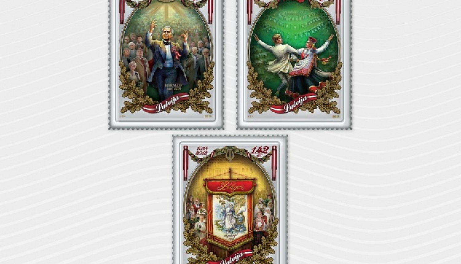 Ar virsdiriģentu un virsvadītāju līdzdalību prezentēs Dziesmu svētkiem veltītās Latvijas simtgades pastmarkas