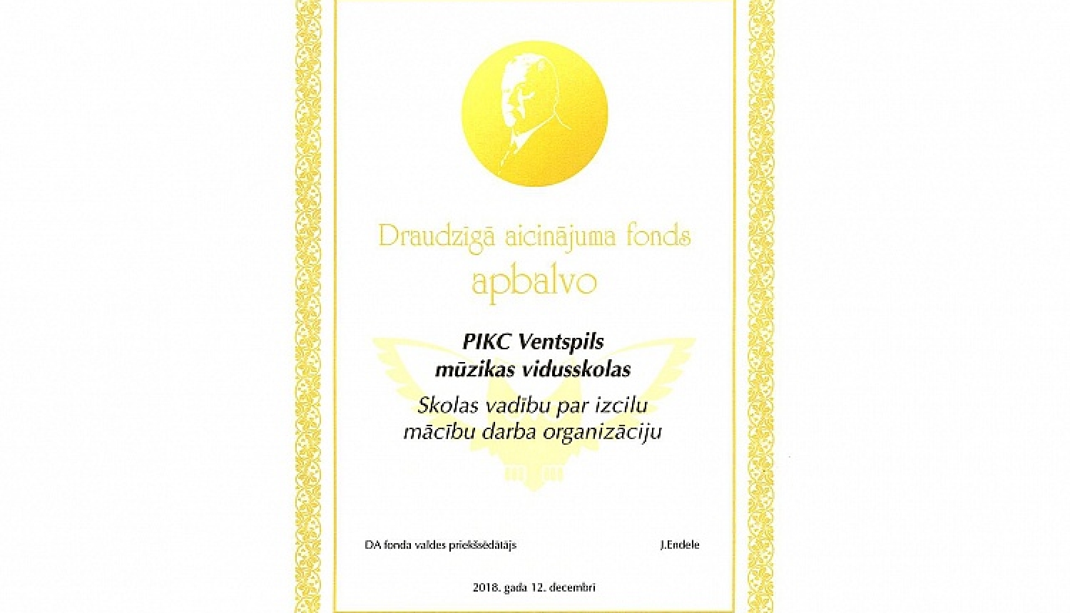 PIKC “Ventspils Mūzikas vidusskola” ieguvusi 3. vietu Draudzīgā aicinājuma skolu reitingā specializēto skolu nominācijā