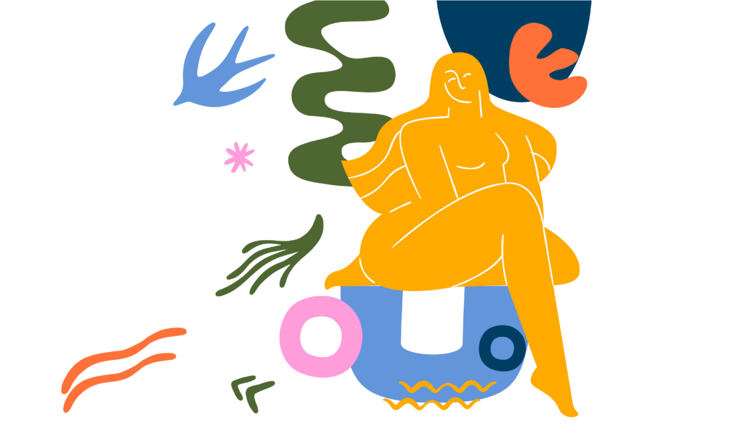Abstrakta ilustracija ar cilvēka tēlu dabiskā vidē