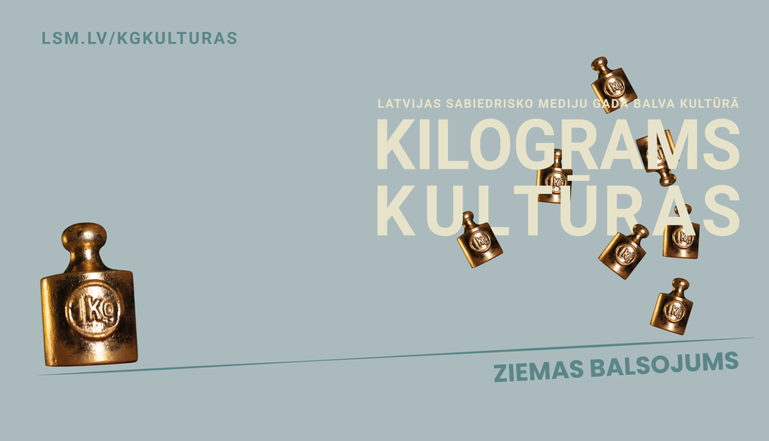 Kilograms kultūras vizuālais materiāls ar balvas attēlu un tekstu "Kilograms kultūras"