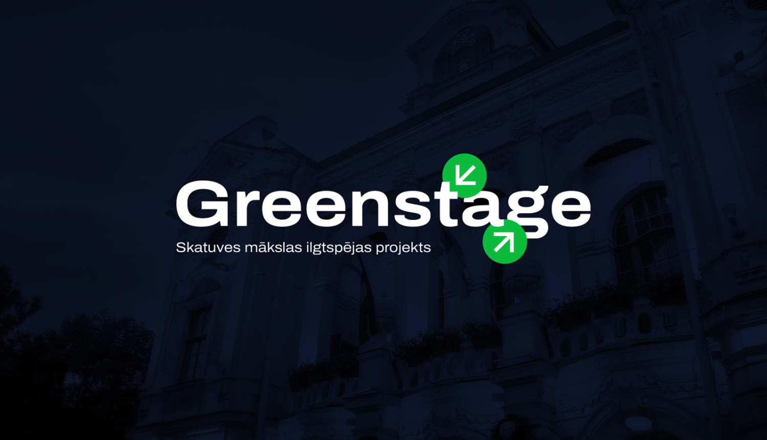 Uzraksts "Greenstage - skatuves mākslas ilgtspējas projekts"
