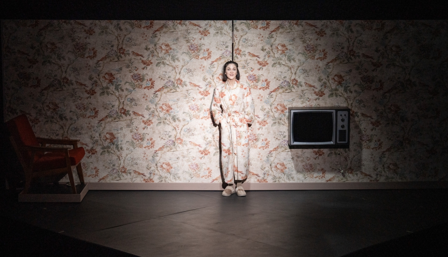 Ilze Ķuzule-Skrastiņa uz skatuves izrādē “Visas viņas”, foto: Mārcis Baltskars