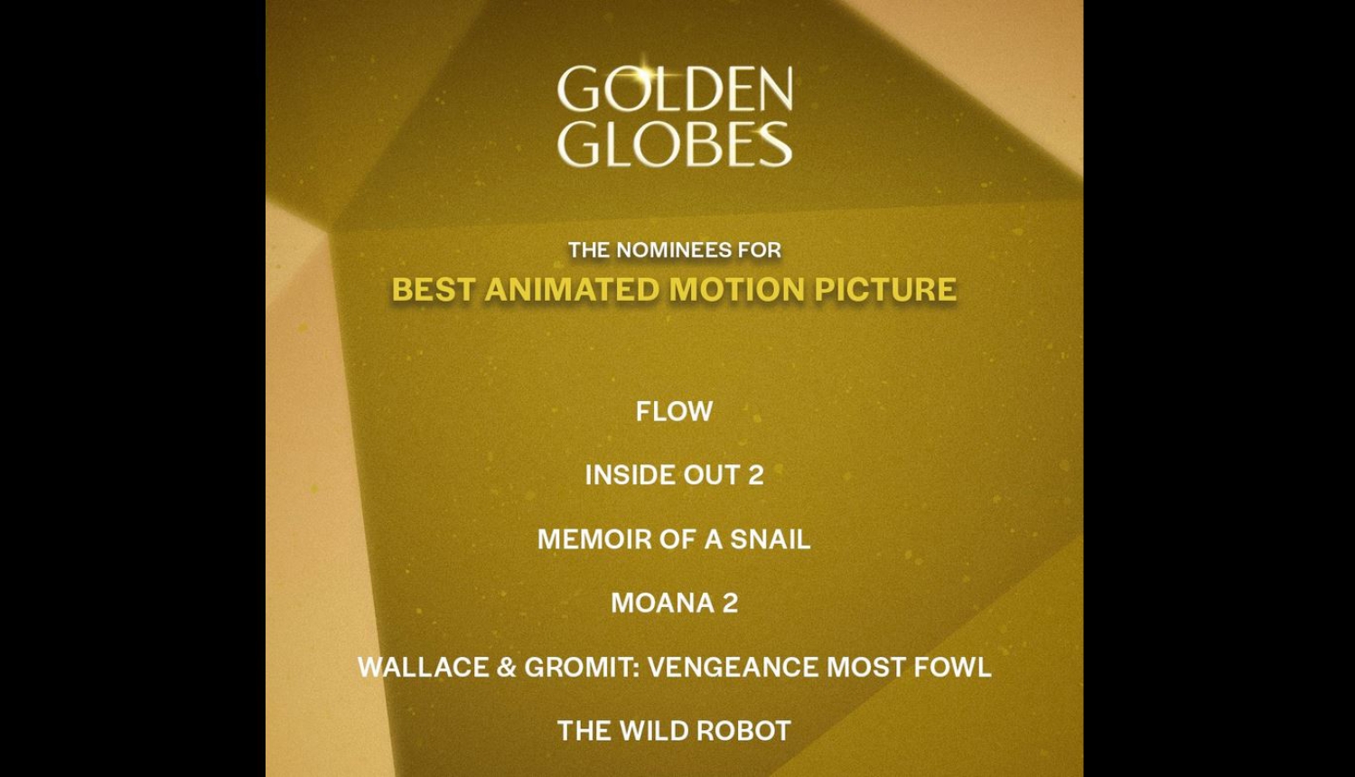 Ekrānskats no brīža, kad filma “Straume” tika nominēta “Golden Globe” balvai