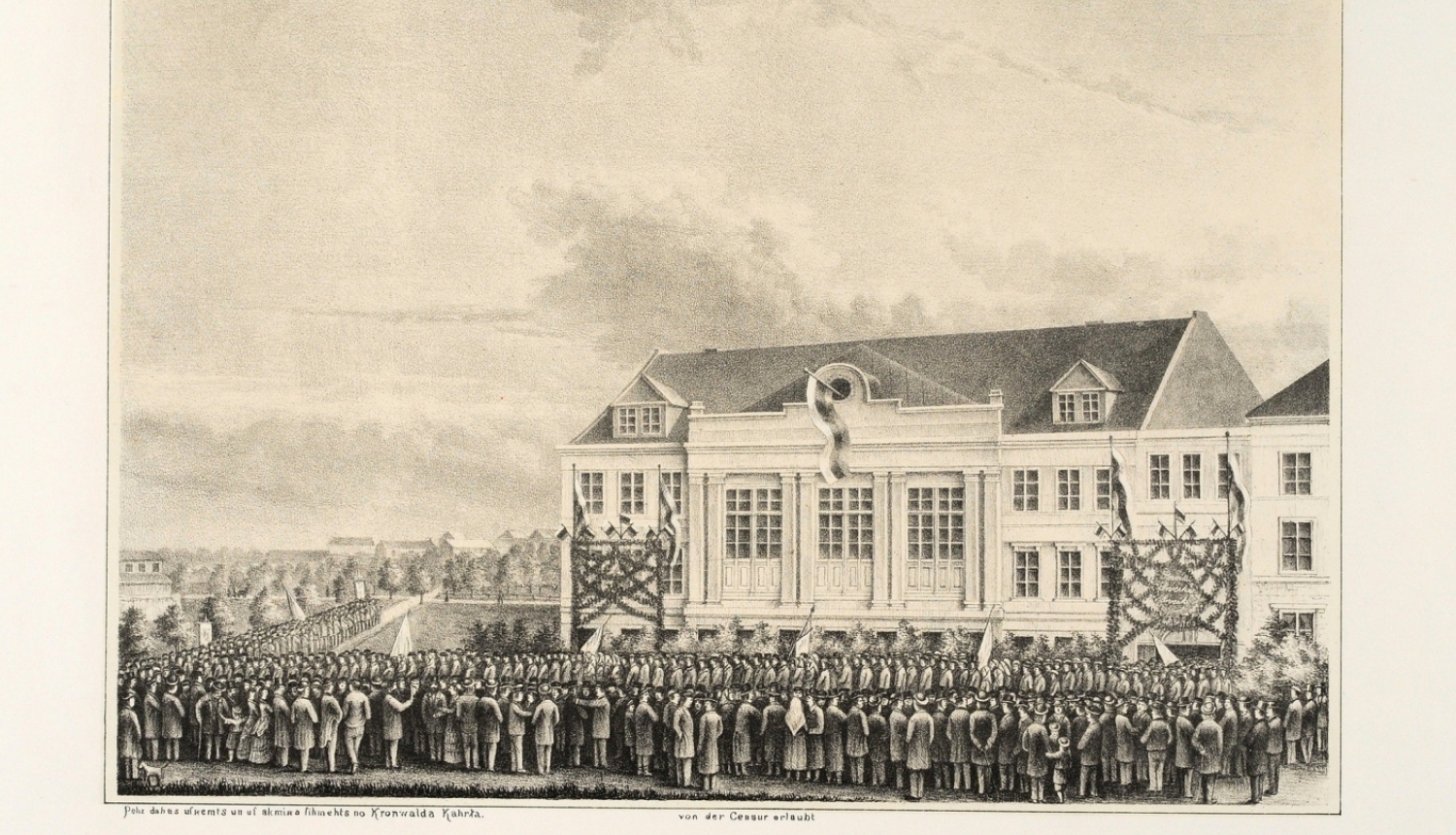 I Vispārējo Latviešu dziesmu svētku gājiens 1873.gada 28. jūnijā. 