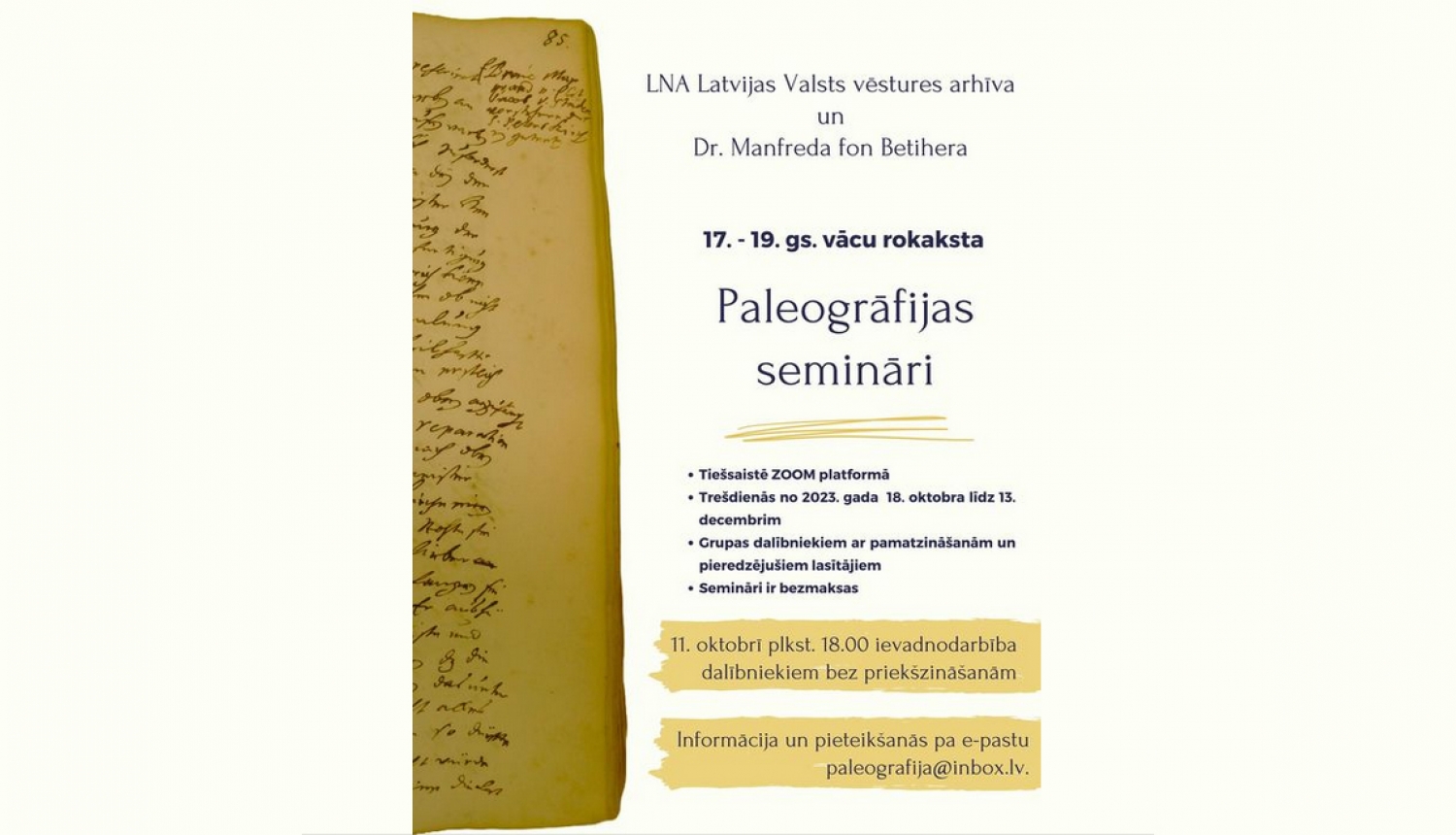 Paleogrāfijas semināru vizuālais materiāls