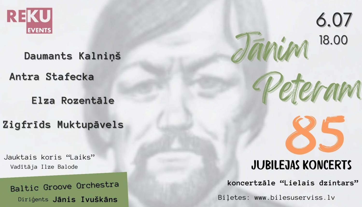 Afiša ar tekstu: Jānim Peteram 85