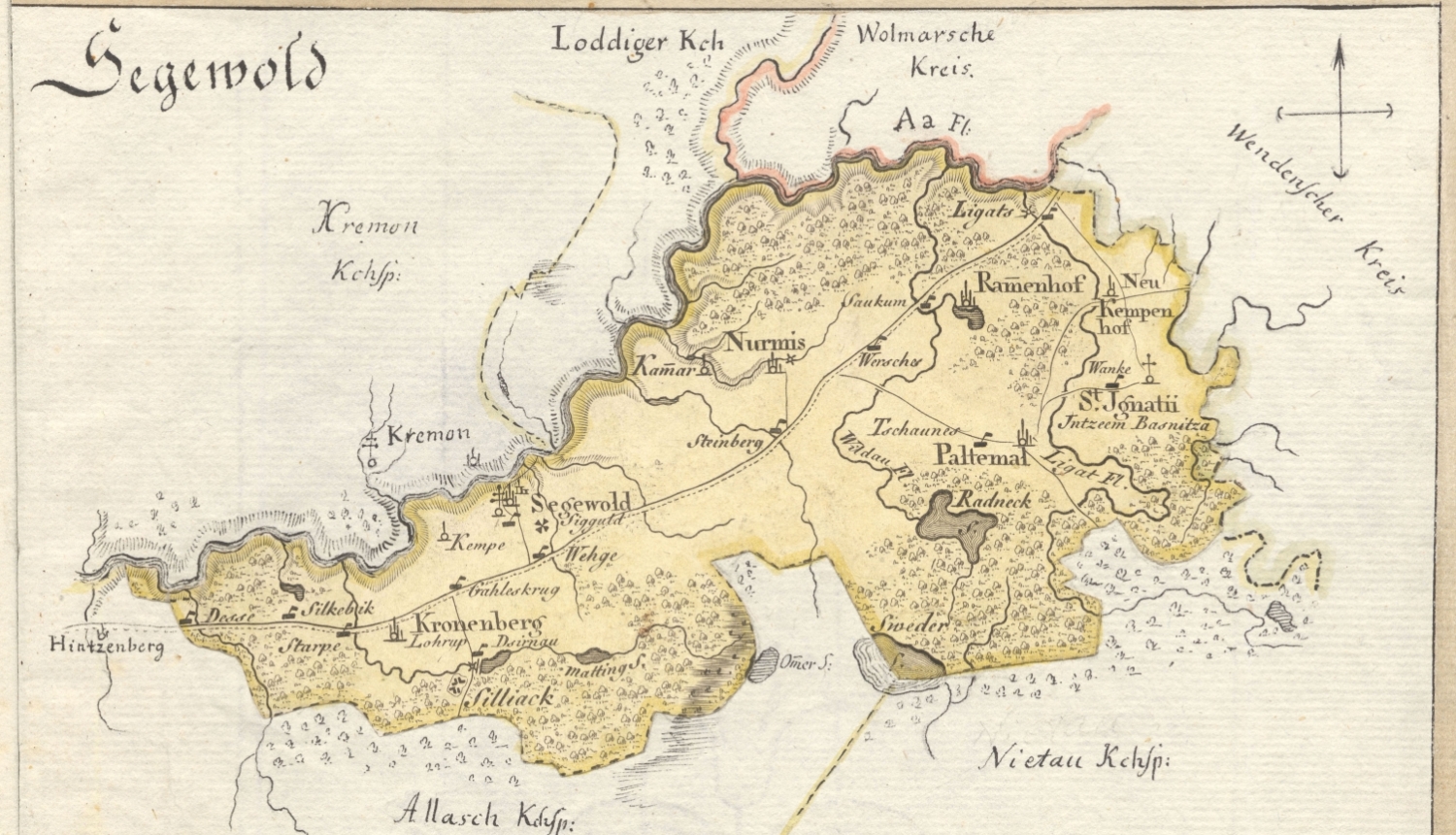 Siguldas draudzes karte 18. gs. beigās