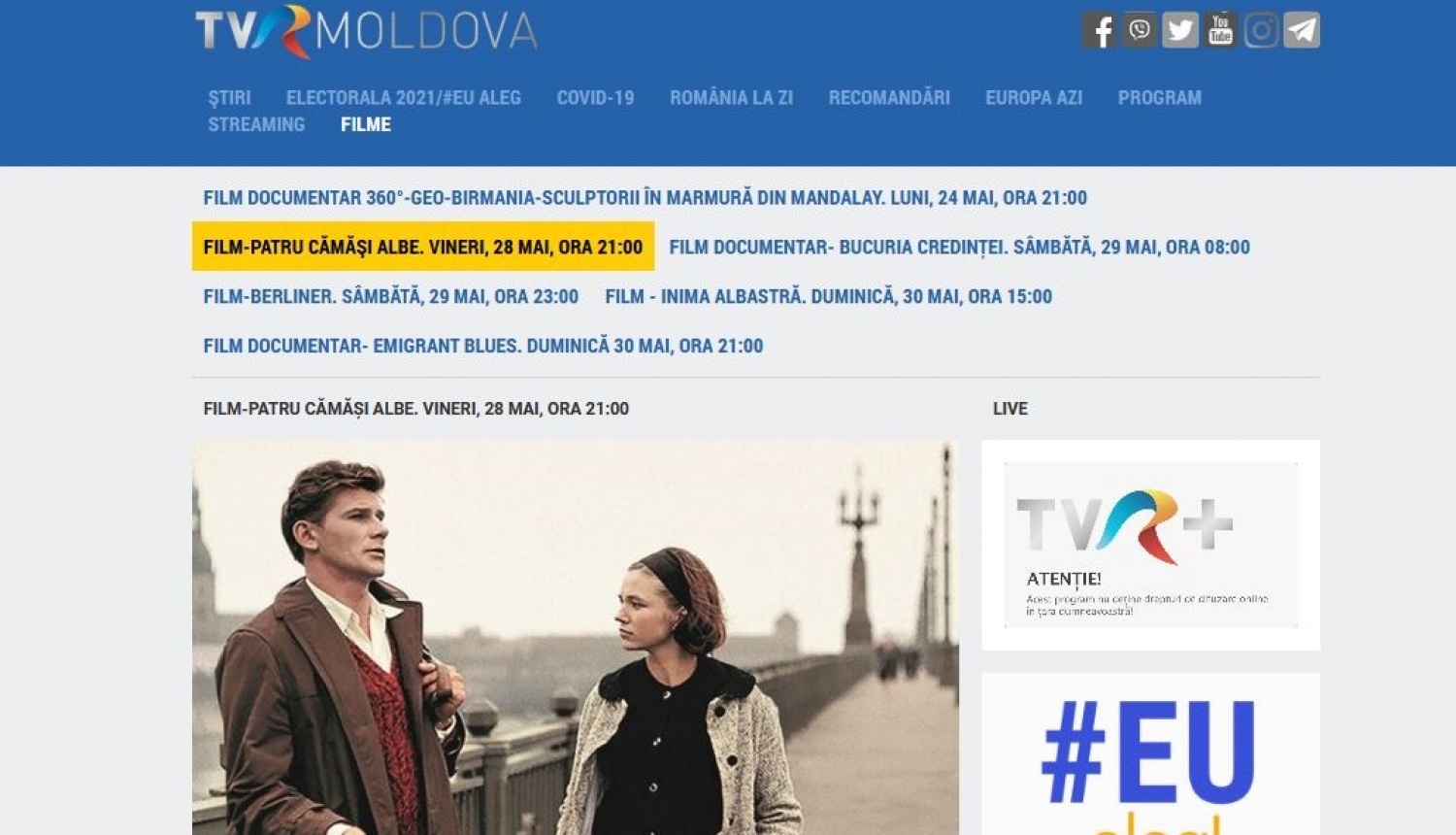 Filmas seansa pieteikums TVR Moldova mājaslapā.